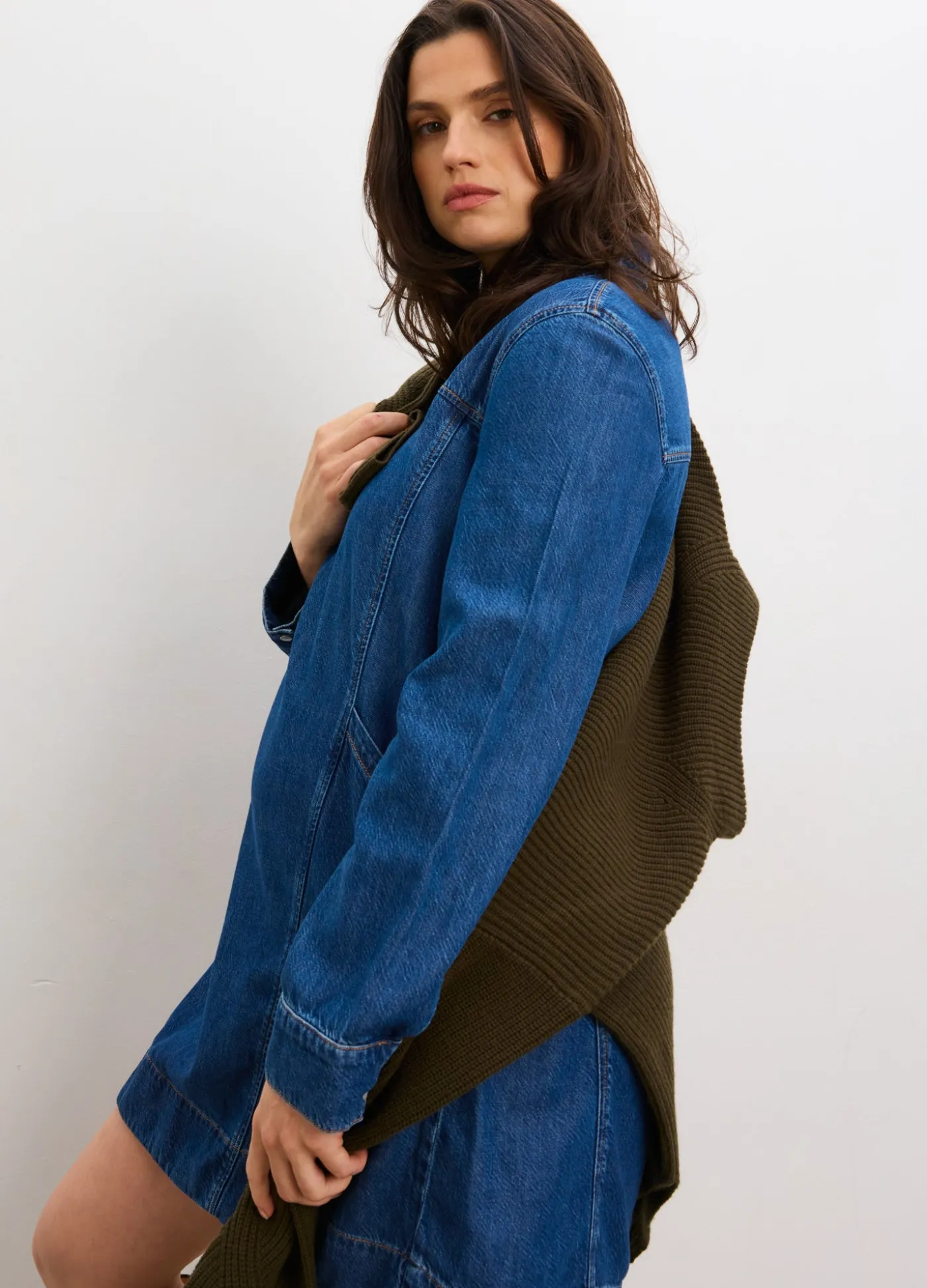 The Drapey Denim Mini Dress