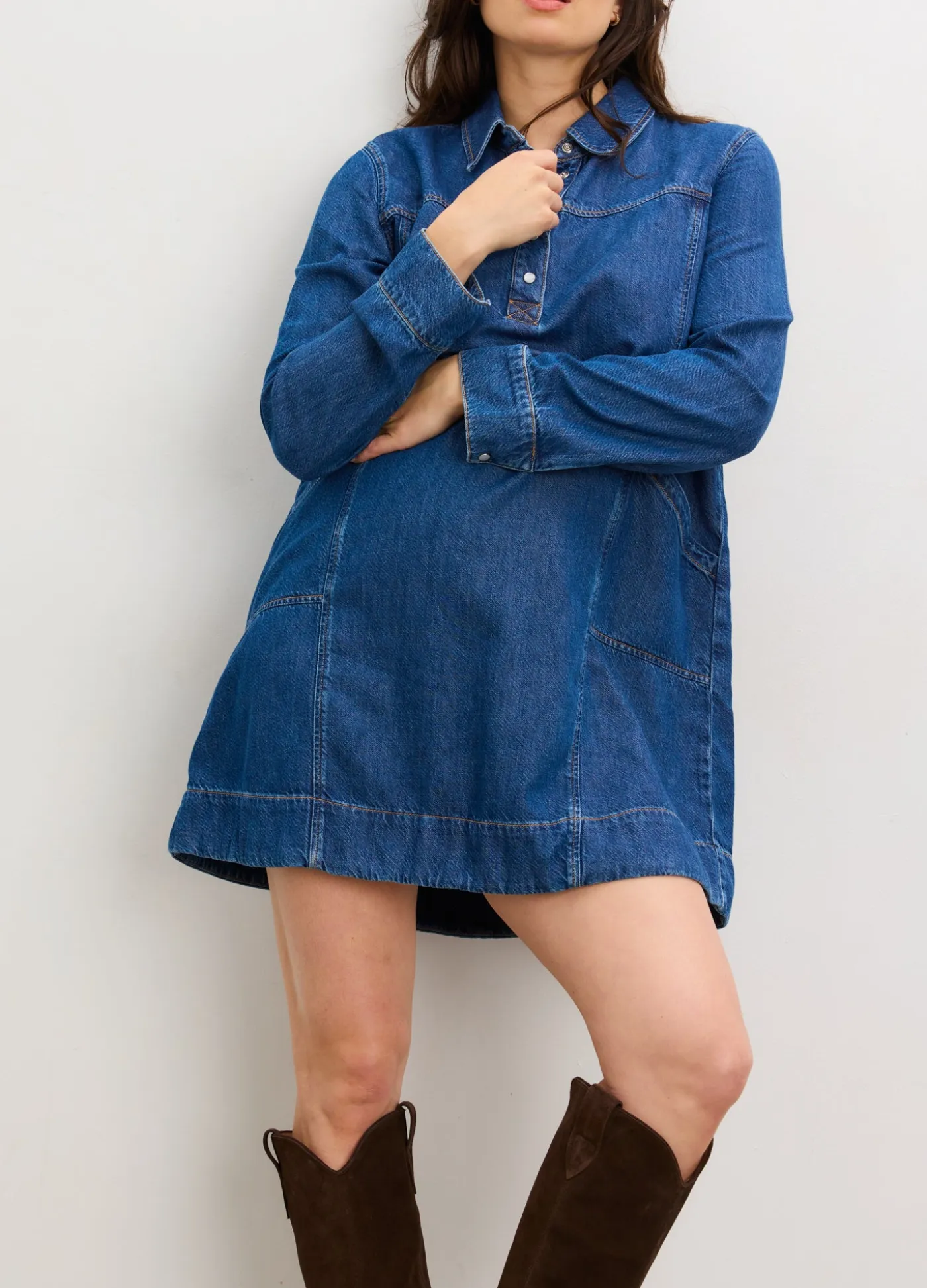 The Drapey Denim Mini Dress