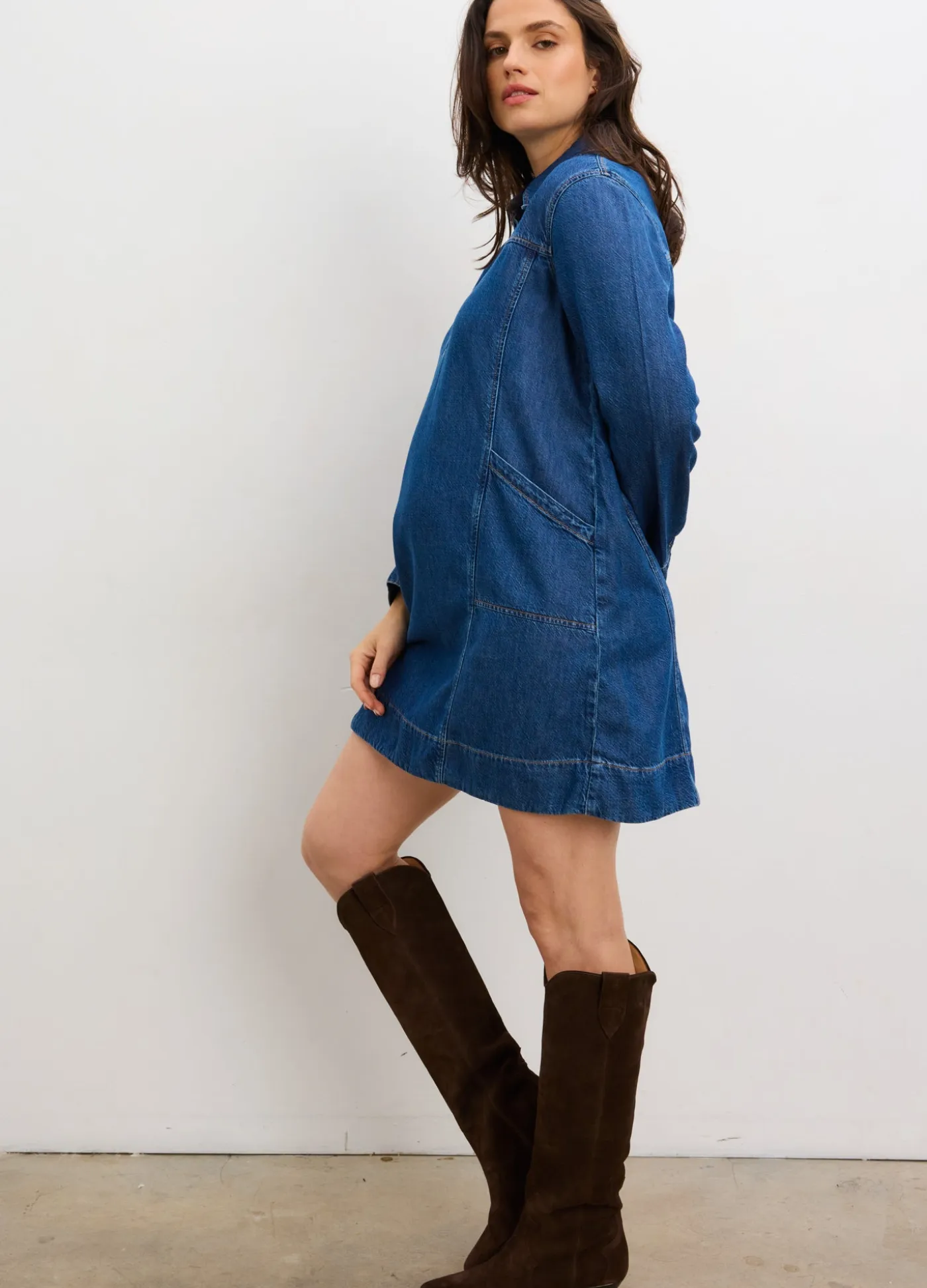The Drapey Denim Mini Dress