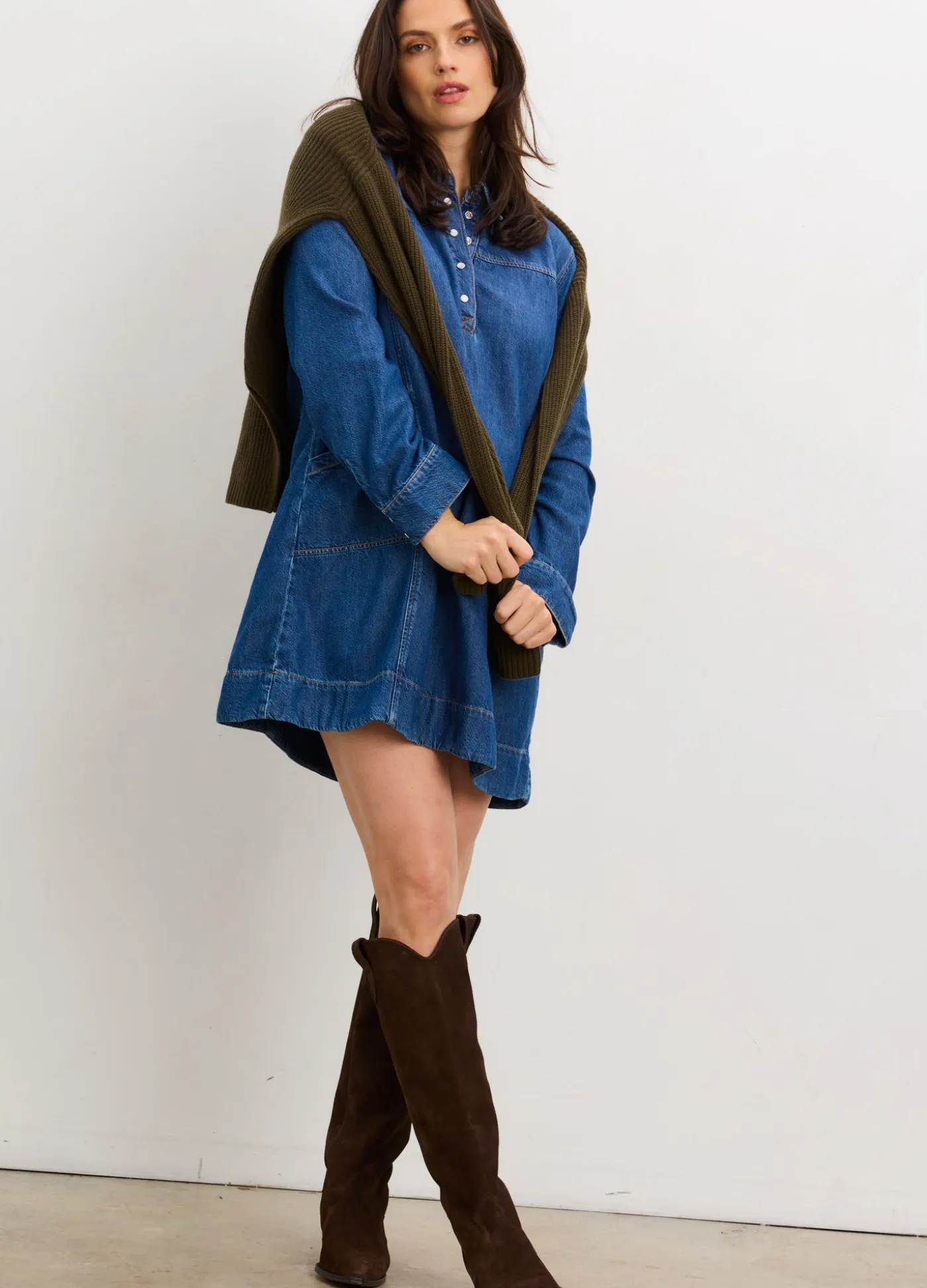 The Drapey Denim Mini Dress