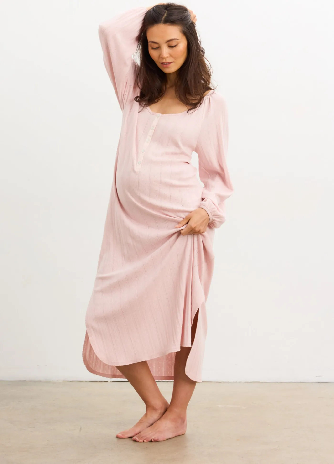 The Long Sleeve Pointelle Nightgown