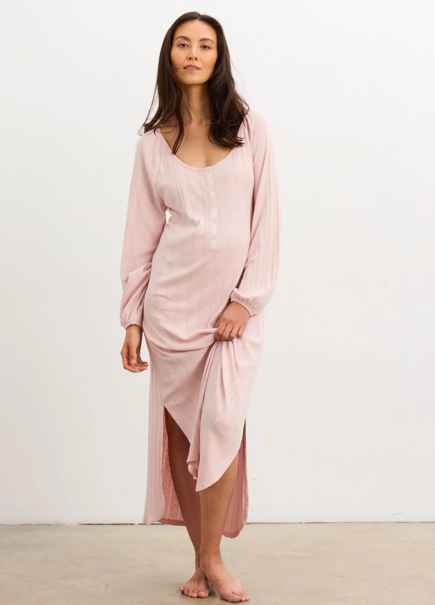 The Long Sleeve Pointelle Nightgown