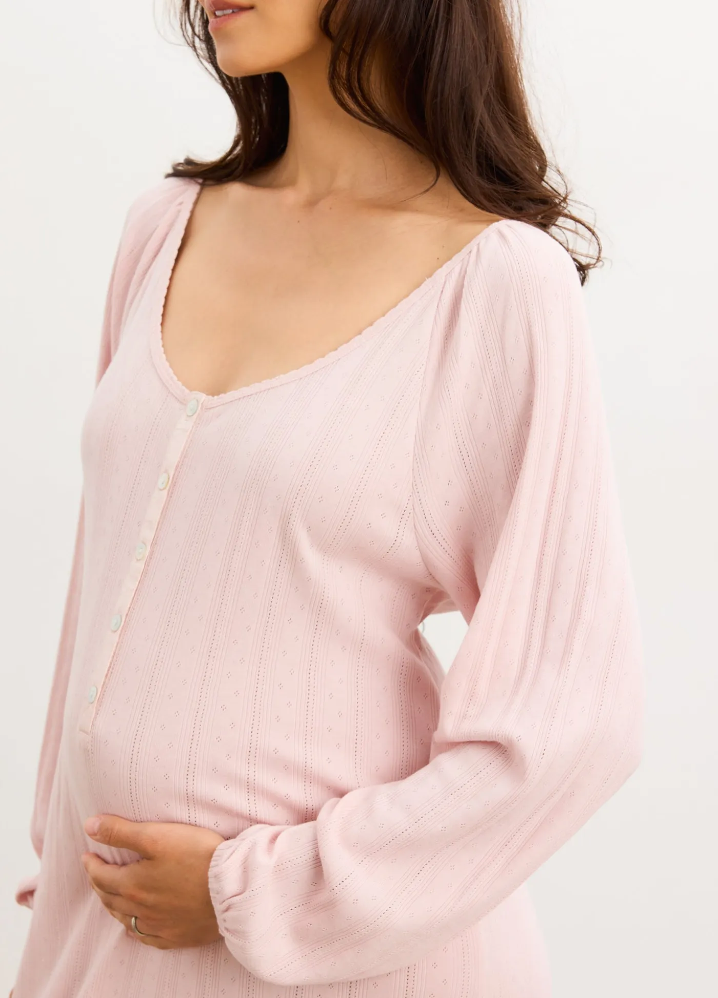 The Long Sleeve Pointelle Nightgown