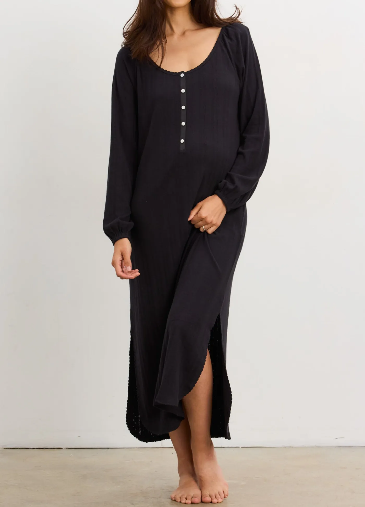 The Long Sleeve Pointelle Nightgown