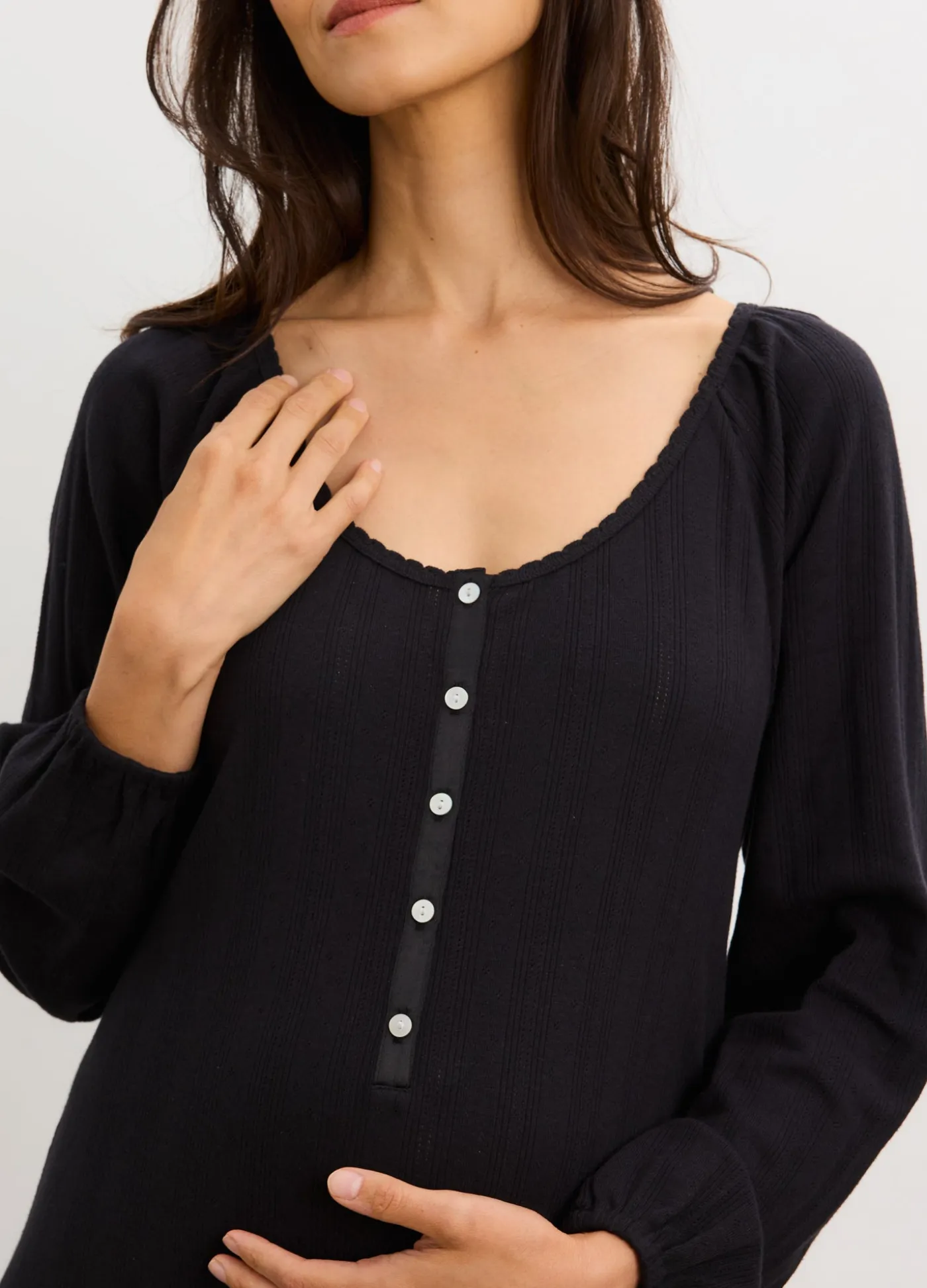 The Long Sleeve Pointelle Nightgown