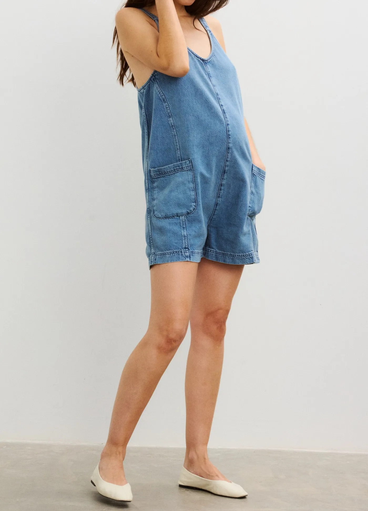 The Nora Denim Romper
