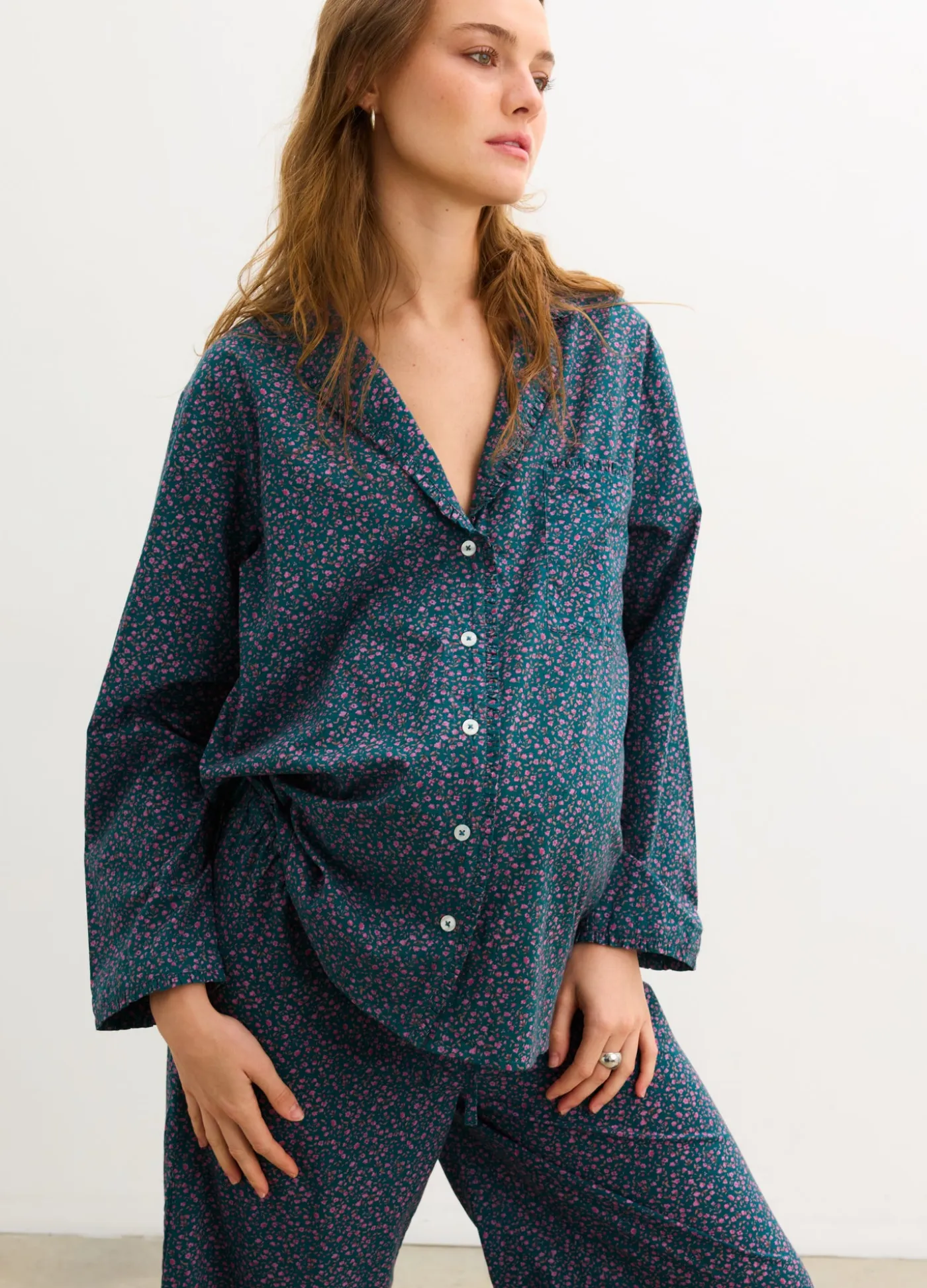 The Ruffle PJ Buttondown Top