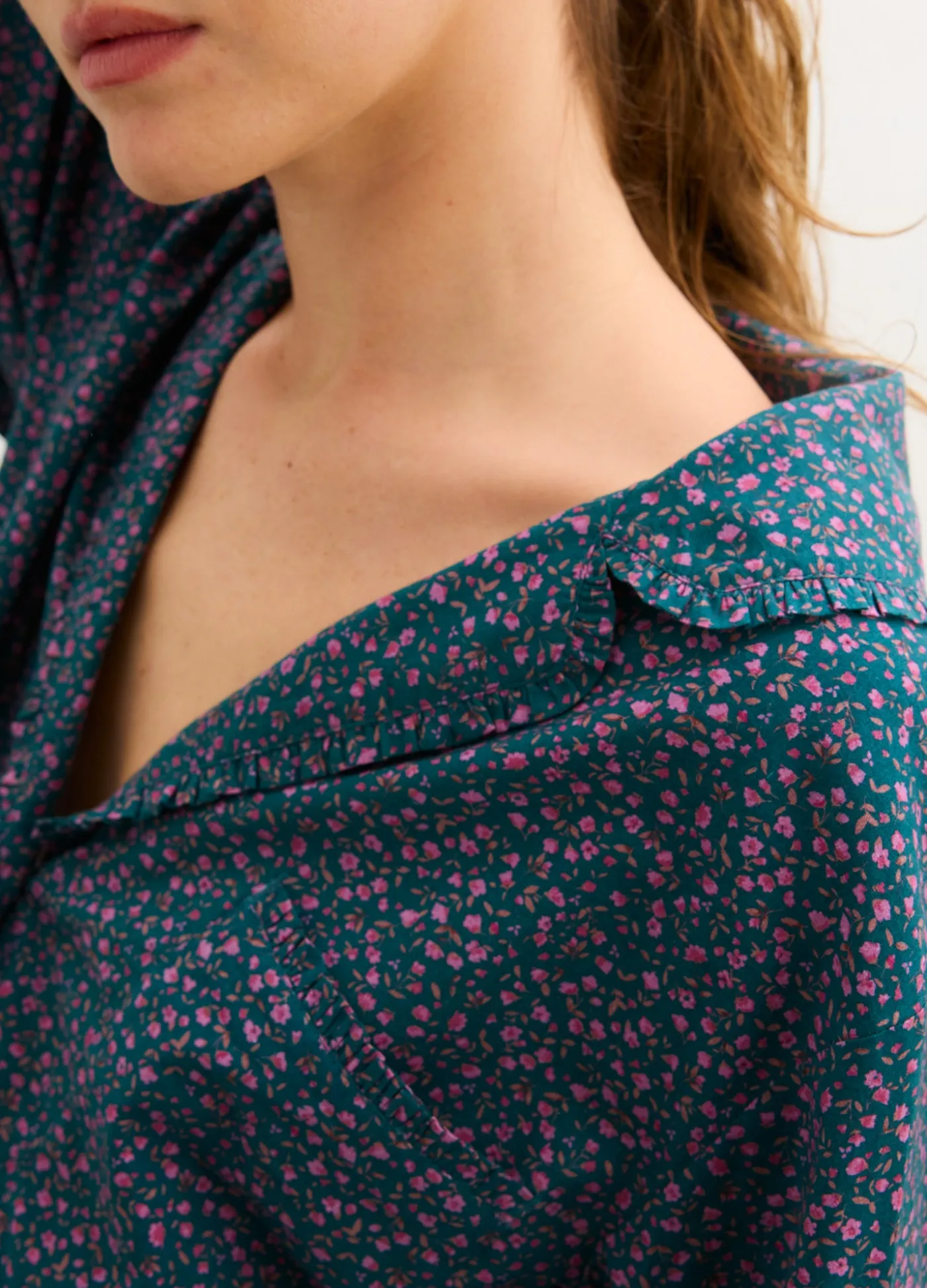 The Ruffle PJ Buttondown Top