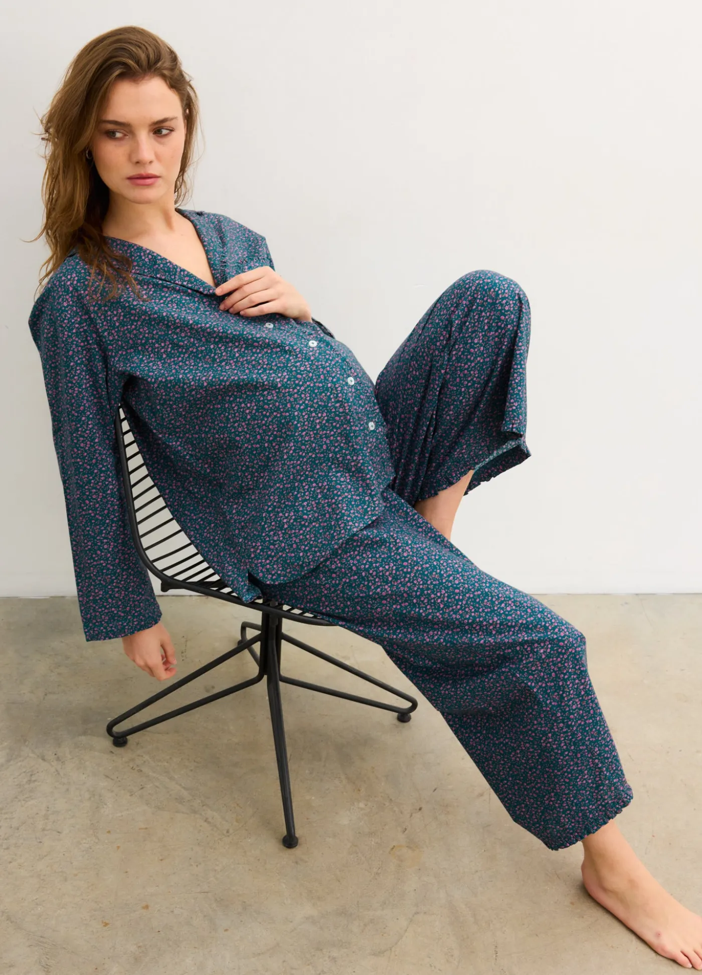 The Ruffle PJ Buttondown Top