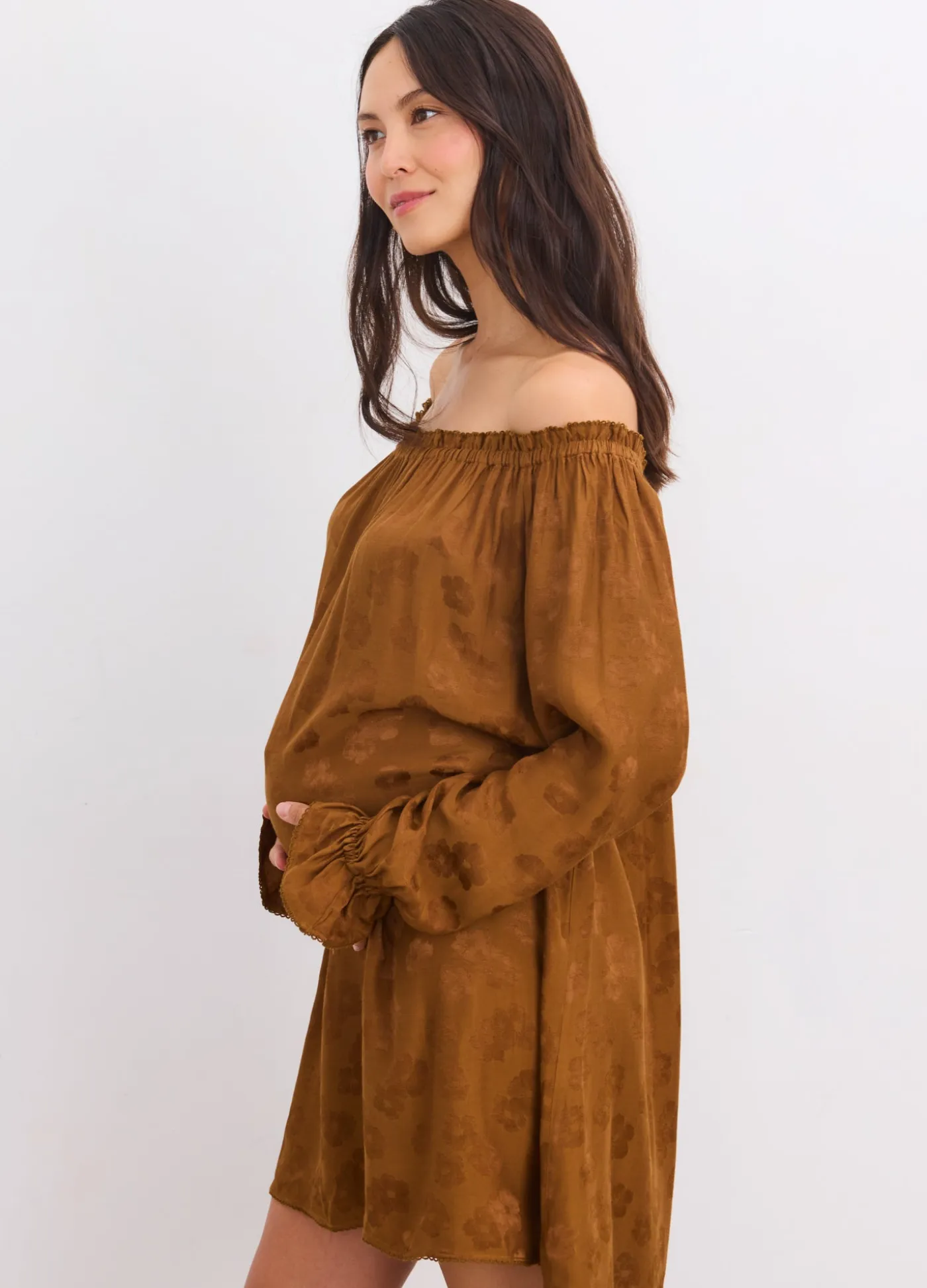 The Samantha Off-The-Shoulder Jacquard Mini Dress
