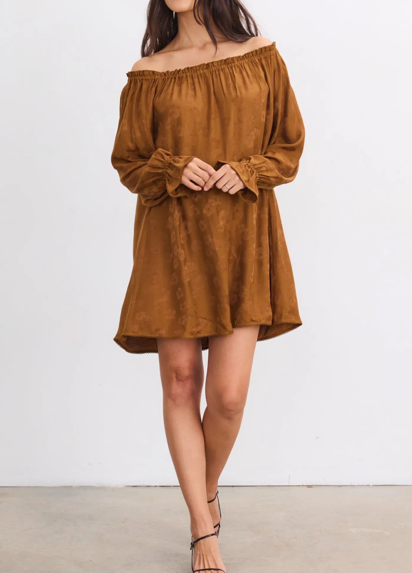 The Samantha Off-The-Shoulder Jacquard Mini Dress
