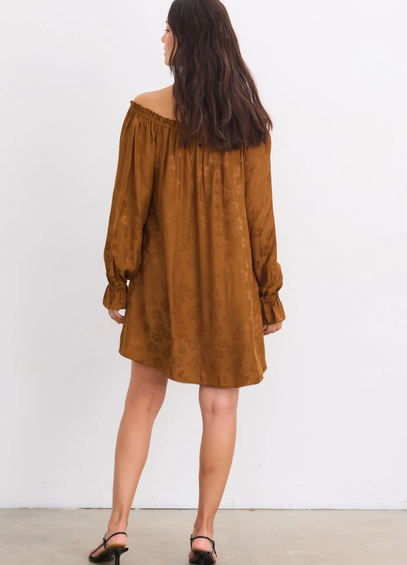 The Samantha Off-The-Shoulder Jacquard Mini Dress
