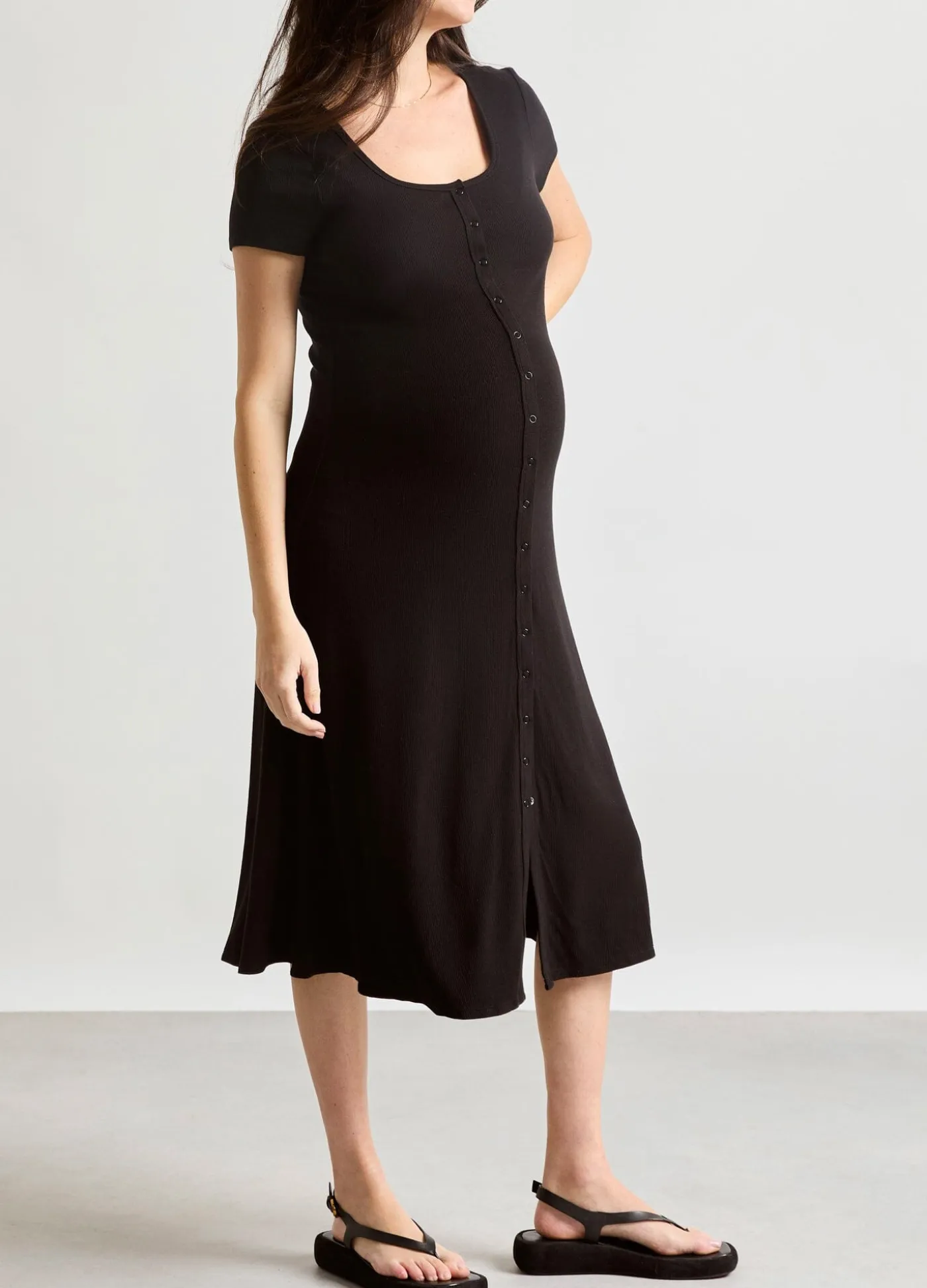 The Softest Rib Nursing Midi Dress